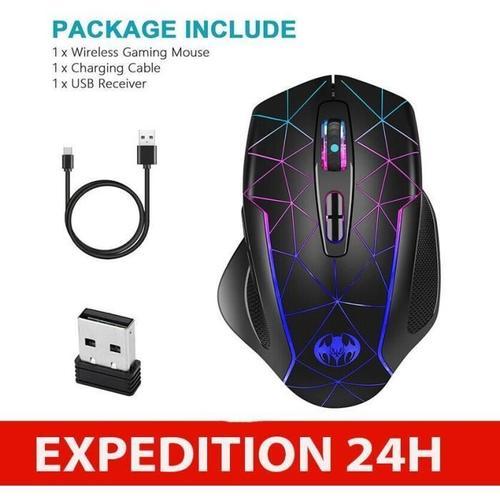 Souris gaming sans fil rechargeable LED gamer PC silencieuse ergonomique neuve