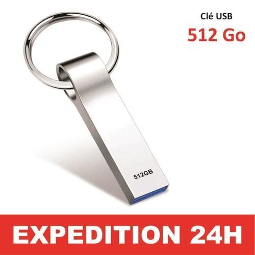 Clé USB 512 Go USB 3.0 Imperméable Cle USB 512 Go Mémoire Stick pour Tablette PC Argent