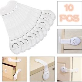 [Lot De 10] Fermeture Serrure Sécurité Infantile Enfant Bébé Pr Placard Porte Tiroir - Kit Sécurité Bébé