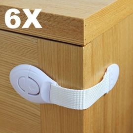 6x Bébé Enfant Sécurité Loquet Serrures Adhésives Pour Frigidaire Tiroirs Placards Seau D'aisances