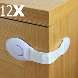 12x Bébé Enfant Sécurité Loquet Serrures Adhésives Pour Frigidaire Tiroirs Placards Seau D'aisances