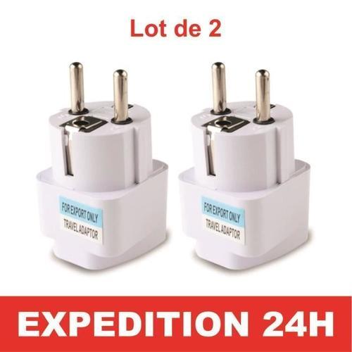 X2 Adaptateur Universel Prise électrique pour AU US UK vers UE AC Power Plug Travel Home Socket Converter Adapter Blanc - Blan