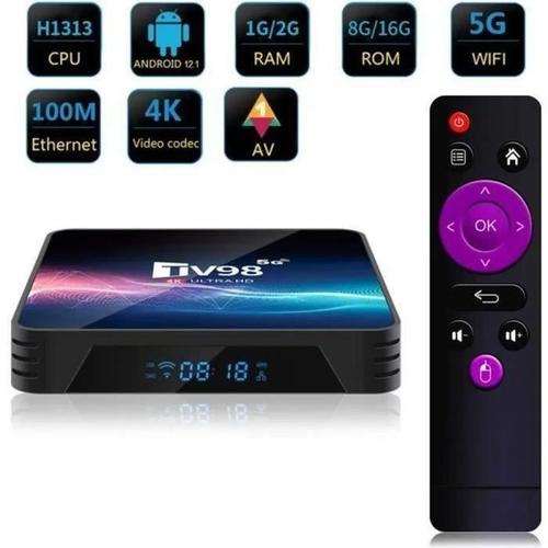 TV98 Android TV Box Android 12 TV Box H616 Quad-Core 2 G + 16 G - 2.4G&5G - Netflix Google Store Boite multimedia box Android-A1