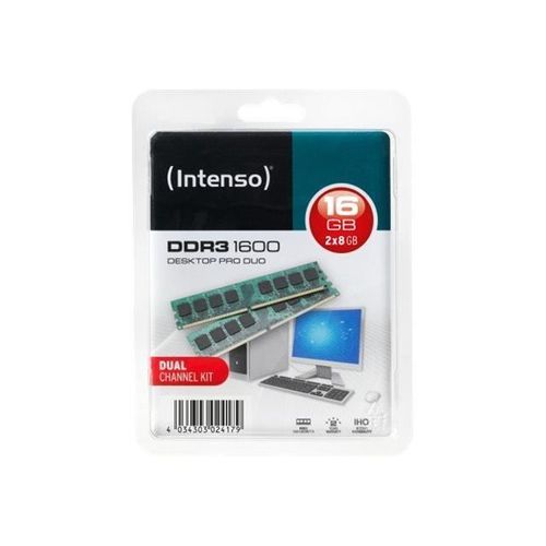 Intenso Desktop Pro DDR3 16 Go: 2 x 8 Go DIMM 240 broches 1600 MHz - PC3-12800 CL11 1.5 V mémoire sans tampon non ECC