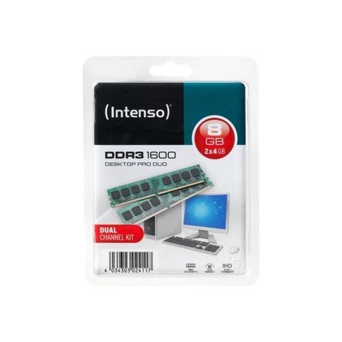 Intenso Desktop Pro DDR3 8 Go: 2 x 4 Go DIMM 240 broches 1600 MHz - PC3-12800 CL11 1.5 V mémoire sans tampon non ECC