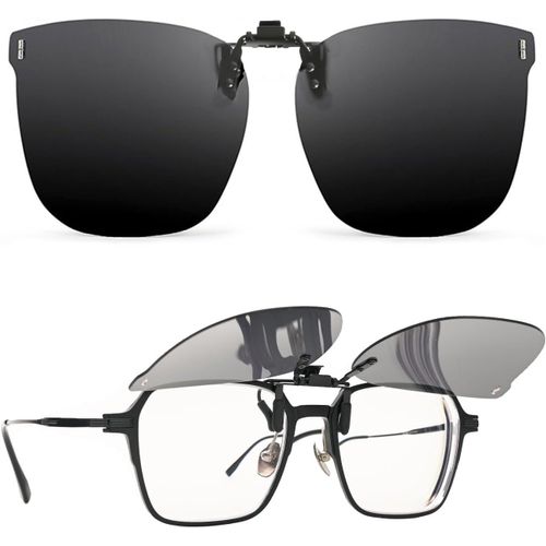Lunettes De Soleil Clipsables Rondes Polarisées - Montures Antireflets Rabattables Sur Lunettes De Vue Avec Étui À Verres, Protection Uv Pour La Conduite, Pour Femmes Et Hommes