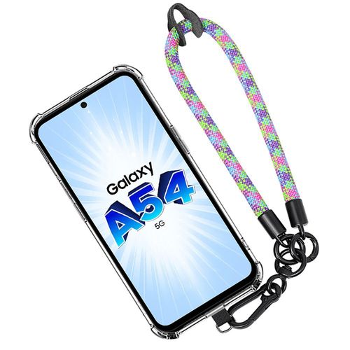 Coque Bracelet Pour Samsung Galaxy A54 5g, Antichoc Protection Coins Renforcés Avec Bracelet Amovible Multicolore - Booling