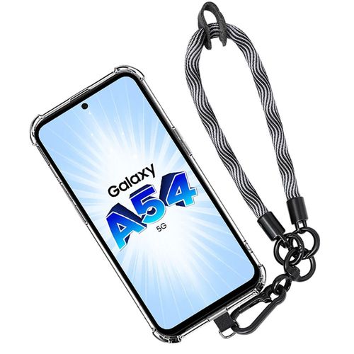 Coque Pour Samsung Galaxy A54 5g, Antichoc Anti-Rayures Avec Cordon À Main Démontable Gris - Booling