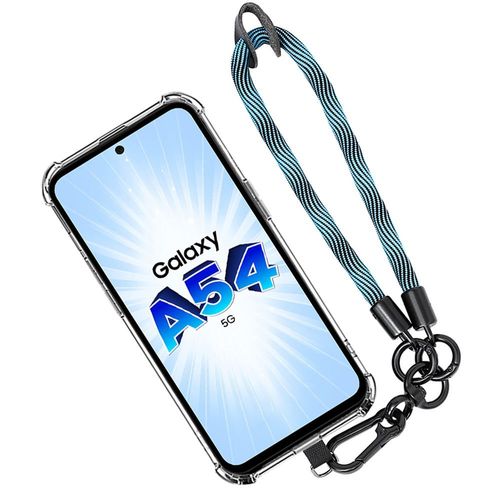Coque Bracelet Pour Samsung Galaxy A54 5g, Protection Antichoc Coins Renforcés Avec Bracelet Robuste Bleu - Booling