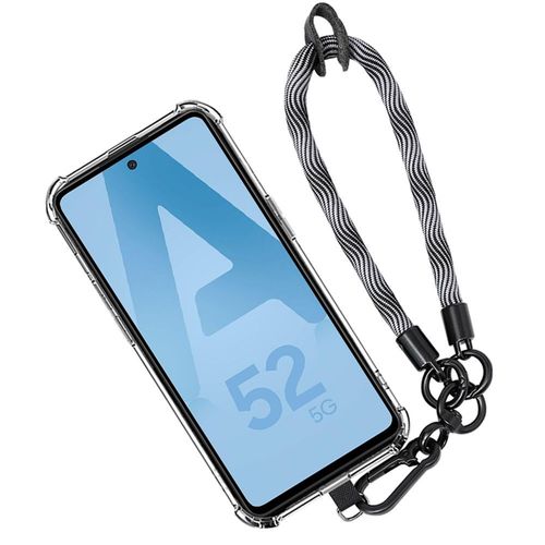 Coque Bracelet Pour Samsung Galaxy A52 4g/5g A52s 5g - Protection Antichoc Transparente Avec Bracelet Gris - Booling