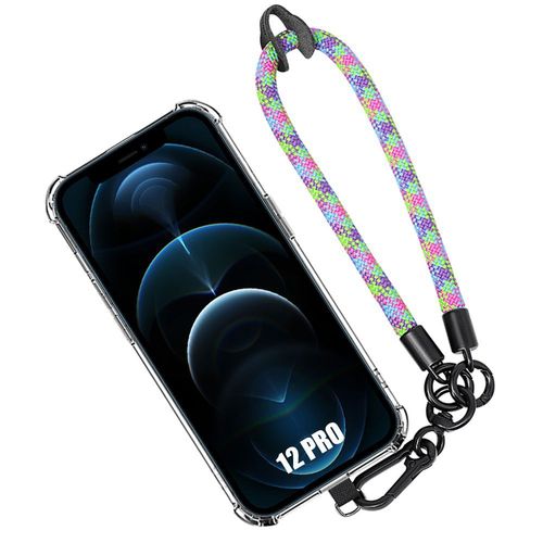 Coque Bracelet Pour Iphone 12 Pro - Protection Antichoc Transparente Avec Bracelet Multicolore - Booling