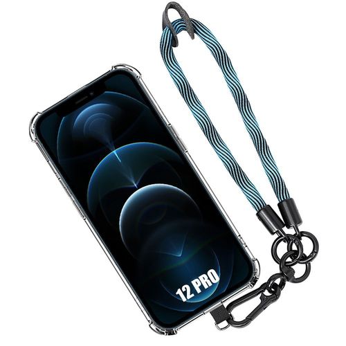 Coque Pour Iphone 12 Pro, Protection Coins Renforcés Anti-Rayures Avec Bracelet Bleu - Booling