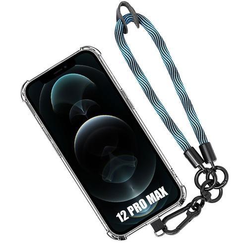 Coque Pour Iphone 12 Pro Max, Antichoc Anti-Rayures Avec Dragonne Détachable Bleue - Booling