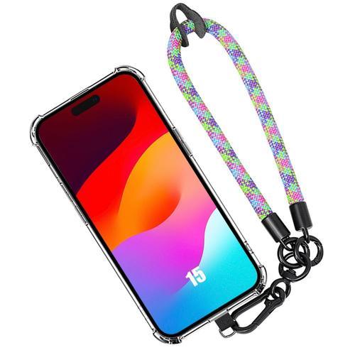 Coque Bracelet Pour Iphone 15, Protection Antichoc Anti-Rayures Avec Bracelet Robuste Multicolore - Booling