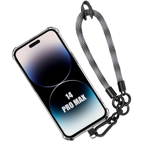 Coque Bracelet Pour Iphone 14 Pro Max, Protection Antichoc Coins Renforcés Avec Cordon À Main Robuste Gris - Booling