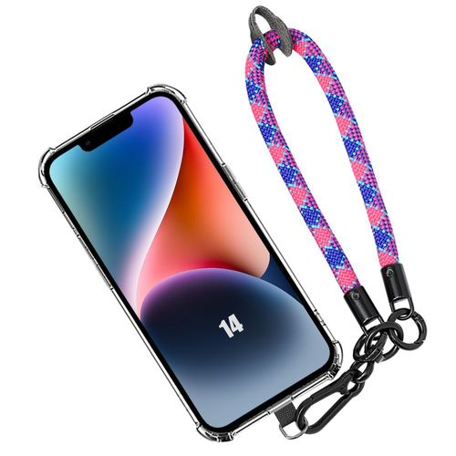 Coque Bracelet Pour Iphone 14, Protection Antichoc Coins Renforcés Avec Bracelet Robuste Multicolore - Booling
