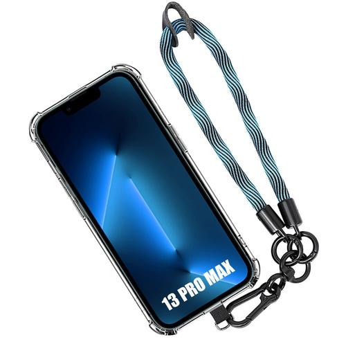 Coque Pour Iphone 13 Pro Max, Antichoc Anti-Rayures Avec Dragonne Détachable Bleue - Booling