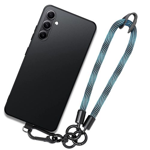 Coque Pour Samsung Galaxy A54 5g, Noir Anti-Rayures Avec Dragonne Détachable Bleue - Booling