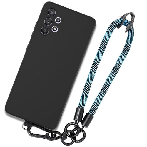 Coque Bracelet Pour Samsung Galaxy A32 5g, Silicone Noir Antichoc Avec Bracelet Amovible Bleu - Booling