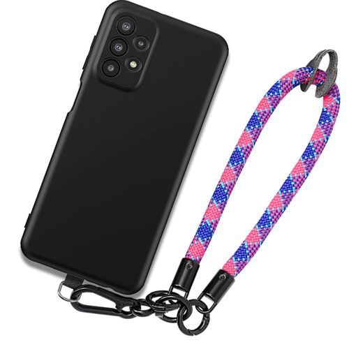 Coque Bracelet Pour Samsung Galaxy A23 4g/5g, Silicone Souple Noir Anti-Rayures Avec Bracelet Multicolore - Booling