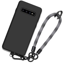 Coque Pour Samsung Galaxy S10, Noir Anti-Rayures Avec Dragonne Détachable Grise - Booling