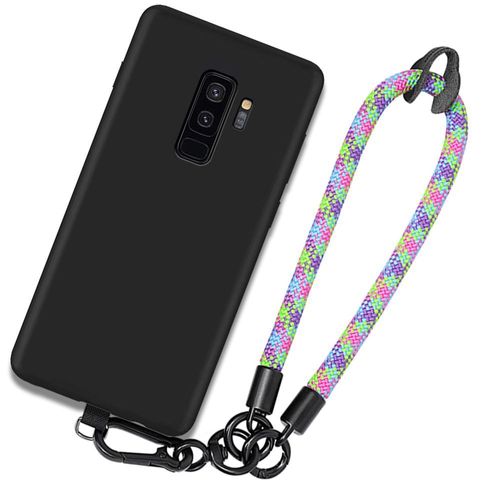 Coque Bracelet Pour Samsung Galaxy S9 Plus (S9+), Silicone Noir Antichoc Avec Bracelet Amovible Multicolore - Booling