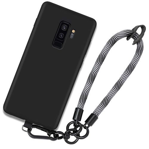 Coque Bracelet Pour Samsung Galaxy S9 Plus (S9+), Silicone Souple Noir Anti-Rayures Avec Bracelet Gris - Booling