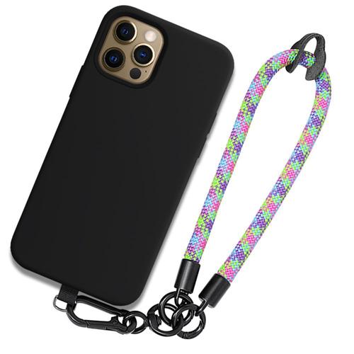 Coque Pour Iphone 12 Pro Max, Noir Protection Souple Avec Dragonne Robuste Multicolore - Booling