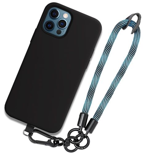 Coque Bracelet Pour Iphone 12 Pro, Noir Antichoc Anti-Rayures Avec Bracelet Amovible Bleu - Booling