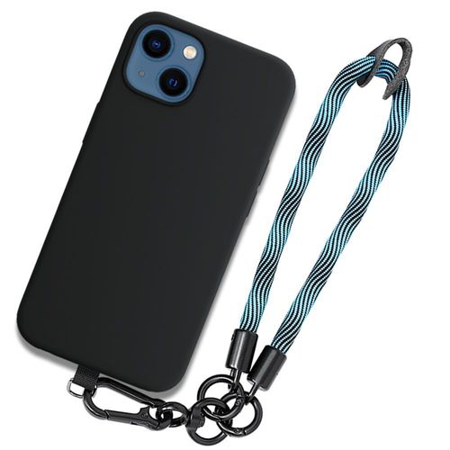 Coque Bracelet Pour Iphone 13, Silicone Noir Antichoc Anti-Rayures Avec Bracelet Détachable Bleu - Booling