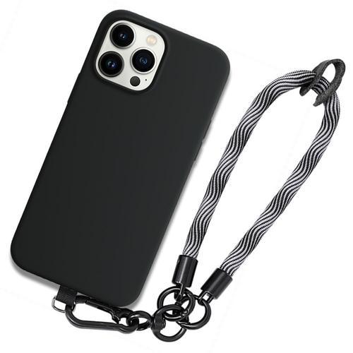 Coque Pour Iphone 13 Pro, Noir Anti-Rayures Avec Dragonne Détachable Grise - Booling