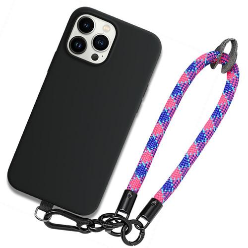 Coque Bracelet Pour Iphone 13 Pro, Noir Silicone Anti-Rayures Avec Bracelet Multicolore - Booling