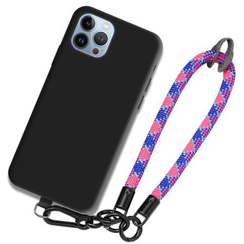 Coque Bracelet Pour Iphone 13 Pro Max - Noir Antichoc Avec Bracelet Robuste Multicolore - Booling