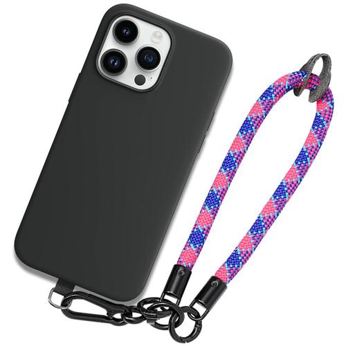 Coque Pour Iphone 14 Pro, Noir Antichoc Anti-Rayures Avec Bracelet Démontable Multicolore - Booling