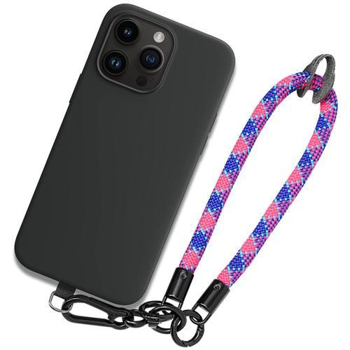 Coque Bracelet Pour Iphone 14 Pro Max, Noir Anti-Rayures Antichoc Avec Bracelet Démontable Multicolore - Booling