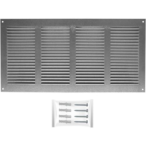 Grille Aeration Galvanisé 400x200mm avec Moustiquaire ¿ Evacuation Caches Tuyau Ventilateur ¿ d'Extraction Ventialtion ¿ Exterieur Interieur ¿ Gaine Cache Extracteur d'air VMC ¿ Climatiseur