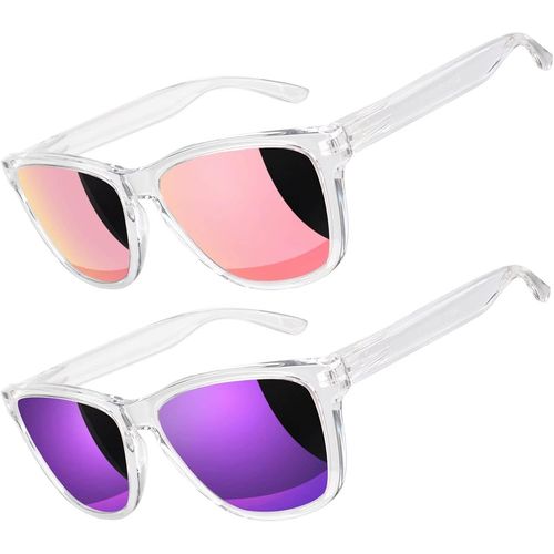 Lunettes De Soleil Homme Femme Polarisées Miroir, Lunettes De Conduite Transparente Avec Protection Uv400