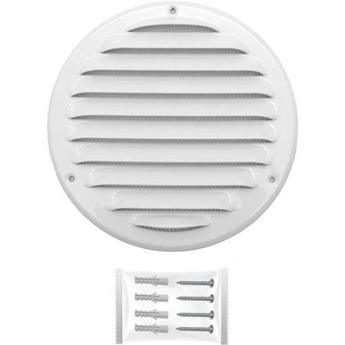 Grille Aeration Blanc Ø 125mm avec Moustiquaire ¿ Evacuation Caches Tuyau Ventilateur ¿ d'Extraction Ventialtion ¿ Exterieur Interieur ¿ Gaine Cache Extracteur d'air VMC ¿ Climatiseur Seche