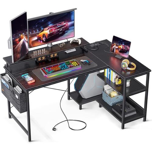 Bureau d'angle Gaming en Forme L avec Port de Charge USB et Prise de  Courant, 120*88*80 cm Bureau Angle d'Ordinateur