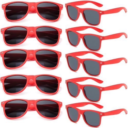 Lot Lunette De Soleil Coloré Pour Femmes Hommes,Lot Lunettes Fluo Lunettes De Fantaisie Deguisement Pack De Fete(Rouge)
