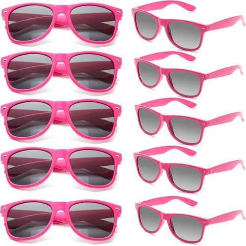 Lot Lunettes De Soleil Couleur Plastique Pour Unisexes Adulte Lot Lunettes Fluo Lunettes De Fantaisie Deguisement Pack De Fete(Rose)