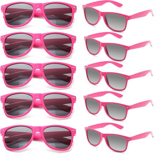 Lot Lunettes De Soleil Couleur Plastique Pour Unisexes Adulte Lot Lunettes Fluo Lunettes De Fantaisie Deguisement Pack De Fete(Rose)