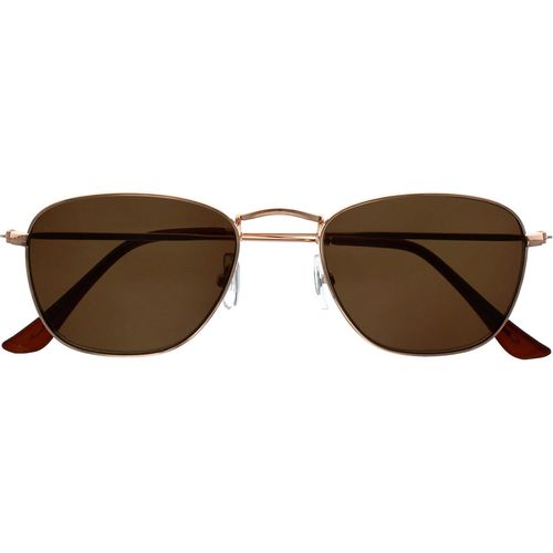 Sky Mince Bordé Métal Or Rose Clair Pointes Brunes Hommes Femmes Lecteurs Soleil Lunettes De Lecture Uv400 S95-9 +1,50
