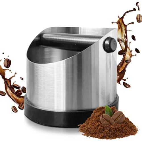 KAL-Récipient De Tapotement Pour Porte-Filtre, Boîte À Café En Acier Inoxydable, Bac À Marc De Café, Boîte De Ramassage Pour Accessoires De Machine Porte-Filtre, Argenté