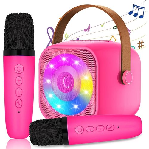 Kalanka-Karaoke Enfant Avec 2 Microphones, Microphone Karaoké Sans Fil, Haut-Parleur Bluetooth Avec Micro, Jouet De Machine Karaoké Avec Led Lumière Pour Enfant Adulte Fille Cadeau Chanter