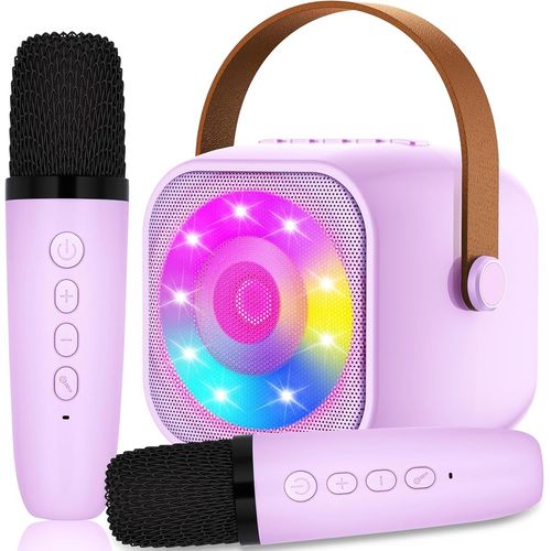 Kalanka-Karaoke Enfant Avec 2 Microphones, Microphone Karaoké Sans Fil, Haut-Parleur Bluetooth Avec Micro, Jouet De Machine Karaoké Avec Led Lumière Pour Enfant Adulte Fille Cadeau Chanter