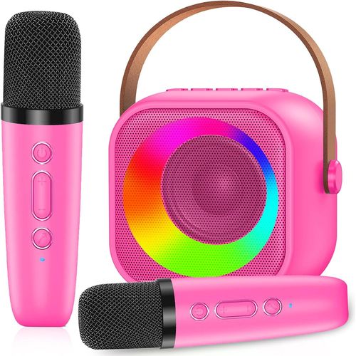Kalanka-Karaoke Enfant Avec 2 Microphone, Micros Karaoké Sans Fil, Jouet De Portable Karaoké Bluetooth Avec Led Lumière Pour Enfant Adulte Fille Cadeau Chanter