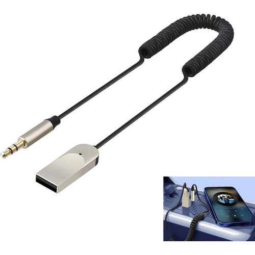 KALANKA-Récepteur Bluetooth 5.4 AUX pour Voiture avec Micro Intégré, Adaptateur Jack 3.5mm Bluetooth USB pour Appels Mains Libres et Musique sans Fil, Compatible Haut-Parleurs, Autoradios et Systèmes