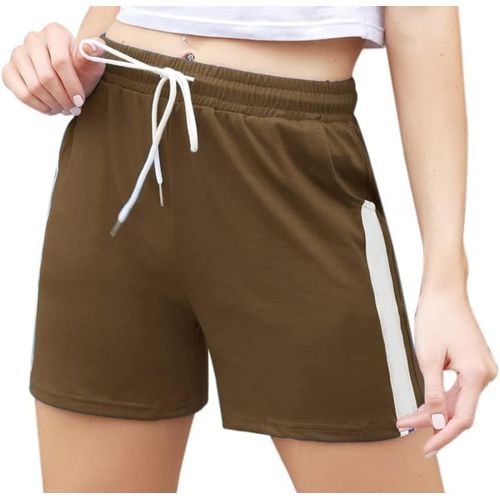Kalanka-Short Femme Pantalon Court Sport Avec Bande Blanche Casual Fitness Jogging Gym Yoga Pantalon Pyjama D'intérieur Élastique Bermuda Ample Extensible Confortable