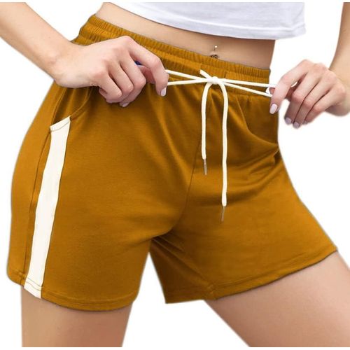 Kalanka-Short Femme Pantalon Court Sport Avec Bande Blanche Casual Fitness Jogging Gym Yoga Pantalon Pyjama D'intérieur Élastique Bermuda Ample Extensible Confortable
